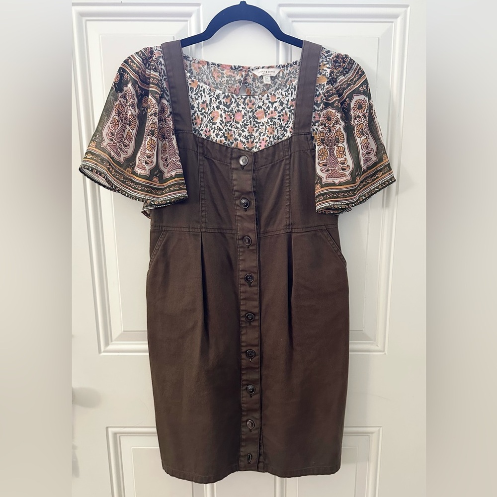 Dark Olive Green Button-Down Jumper Dress. Top separate